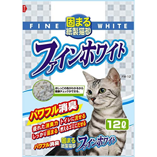 常陸化工 FineCat 固まる紙製猫砂 ファインホワイト 12L 5袋入 [ケース品]