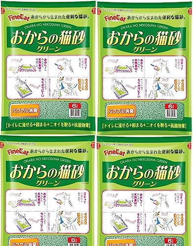 常陸化工 FineCat おからの猫砂 グリーン 6L 4袋入 [ケース品]