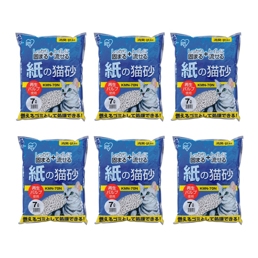 アイリスオーヤマ トイレに流せる 紙の猫砂 7Lx6袋 (まとめ買い)