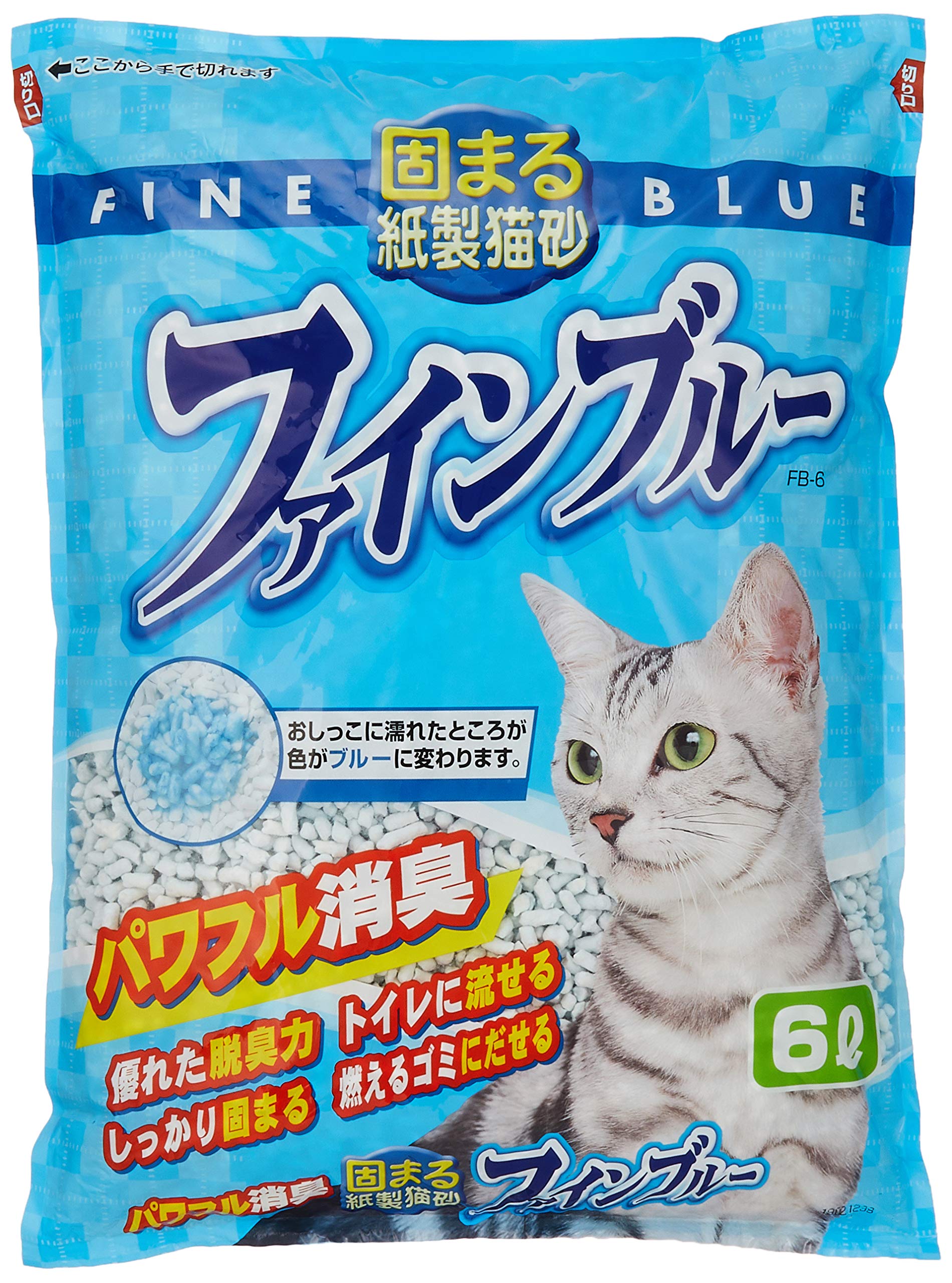 常陸化工 FineCat 固まる紙製猫砂 ファインブルー 6L 単品